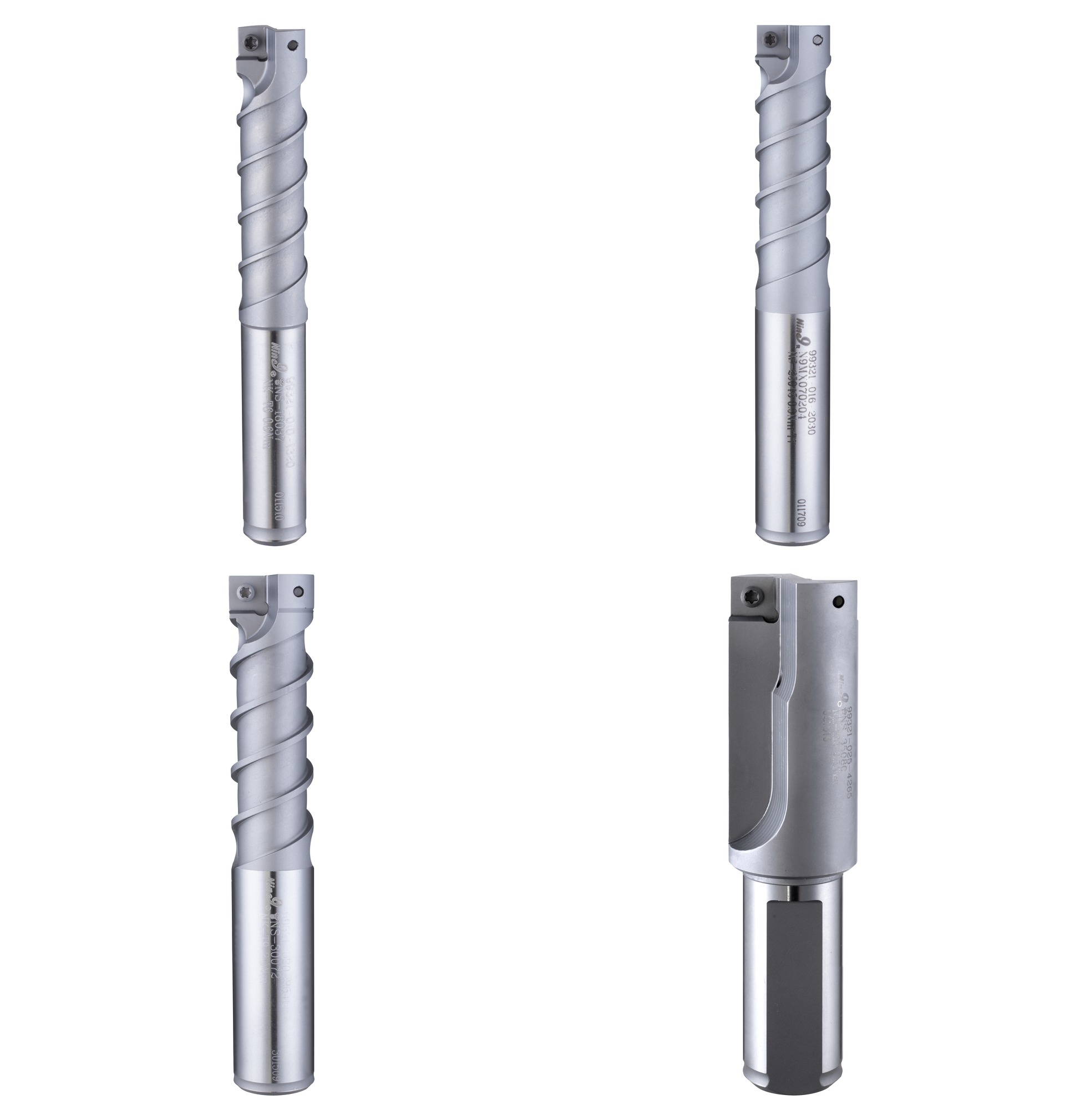 NINE9 NC Helix Drill Halter Ø10, Ø16, Ø20 und Ø25 im Größenvergleich