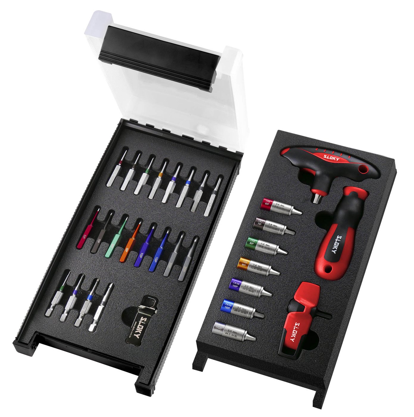 SLOKY Master Set mit 20 Bits und sieben beschrifteten Adaptern